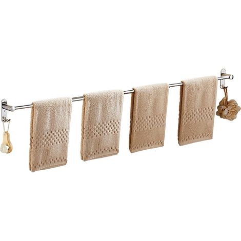 Einzelner, langer Handtuchhalter aus Edelstahl SUS304, zur Wandmontage, 40 cm lang, silberfarben