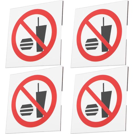 4 Stickers Autocollants Pvc « Nourriture et Boissons Interdites » 4 Pcs Texte Visible, Application Facile à Décoller pour Fenêtres, Portes en Intérieur et Extérieur (1/5)