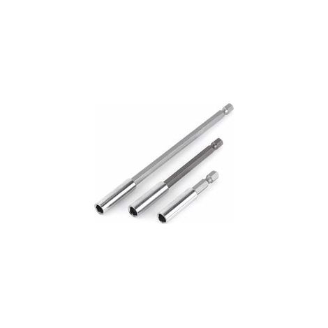 Porte-embout de visseuse magnétique 3 pièces 1/4' – Tiges hexagonales 60mm 100mm 150mm – Pour tournevis électriques et clés à chocs-