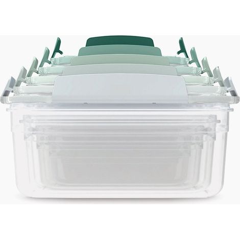 Juego de 5 envases de almacenamiento Joseph Joseph Nest™ Lock, diseño colorido Sage, herméticos y apilables, ideal para cocina, refrigerador y congelador, aptos para lavavajillas