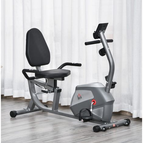 Bicicletta da camera reclinata con schermo LCD, resistenza magnetica 8 livelli, grigio DESVIAE (1/5)
