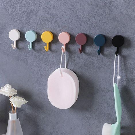 Crochet adhésif rond nordique petit format, patère murale sans trace ultra-forte, fixation plastique solide, crochet mural créatif réutilisable pour suspension légère (1/5)