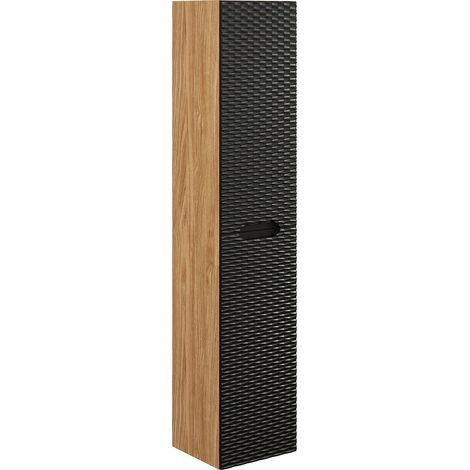 Columna de pared 2 puertas Elora Negro y madera (1/4)
