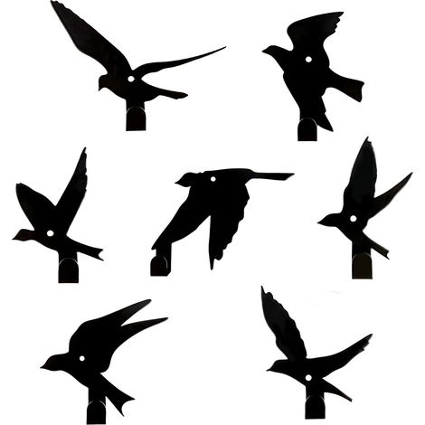Lot de 7 Patères Murales Motif Oiseaux Noires Acier Inoxydable (1/5)