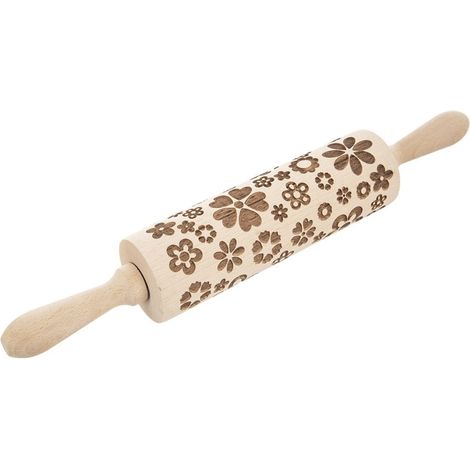 Mattarello girevole decorativo in legno con fiori, 39 cm (1/4)