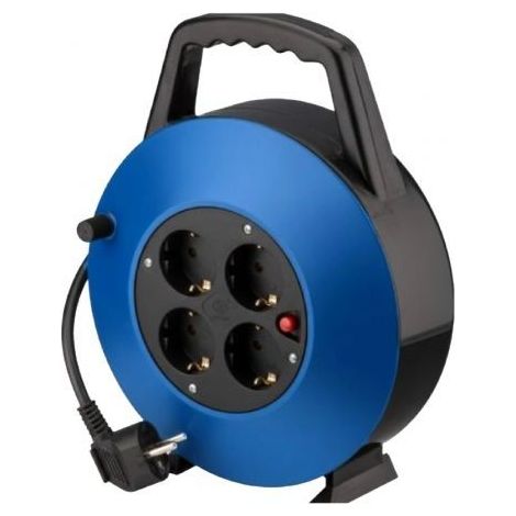 Regleta enrollable Phasak BN 3411/ 4 Tomas de Corriente/ Cable 10m/ Azul