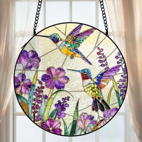 Attrape-soleil vitrail colibri 30 cm décoration suspendue fenêtre cadeau grand-mère (1/5)