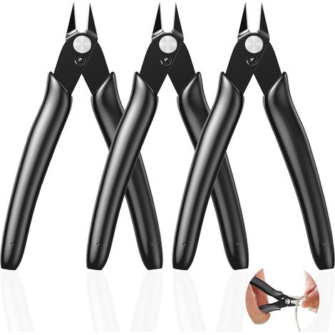 3-teilige schwarze Schneidzange – Mini-Präzisionsschneidzange für 3D-Druck, Elektronik, Kunststoffmodellierung, Schmuck, Zuhause (1/5)