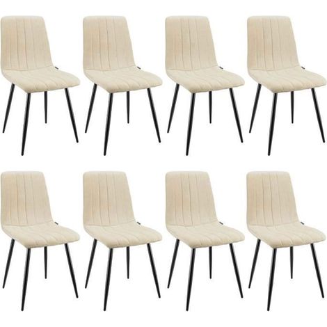 WAFTING Lot de 8 chaises de Salle à Manger rembourrées avec Dossier Haut et Design en Lin,Beige (1/5)
