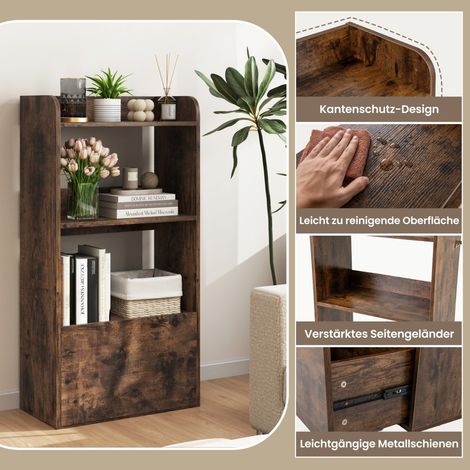 Libreria con cassetti scaffale con 2 scomparti scaffale da ufficio in legno 55 x 29 x 105 cm marrone rustico