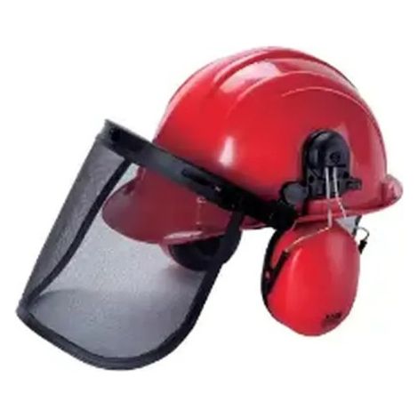Casco protección facial con visera y auditiva acolchada