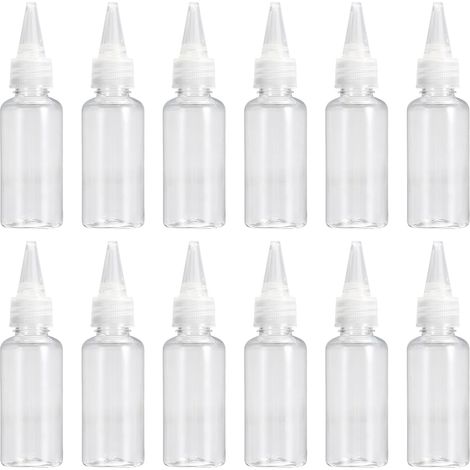 12 bouteilles de sauce en plastique vides de 100 ml avec bouchons pour liquide. (1/5)