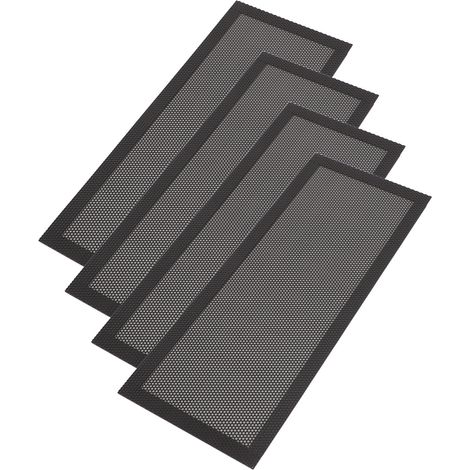 Couverture de maille d'aération de sol en PVC, 4 pièces, écran de registre magnétique anti-poussière pour plafond mural de maison noir (1/5)