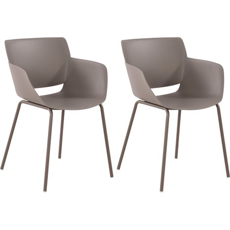 Juego de 2 sillas para interior o exterior en plástico color topo con estructura de acero con recubrimiento en polvo 100007308 (1/5)