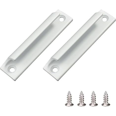Poignée coulissante pour porte-fenêtre, meuble et tiroir en alliage d'aluminium - 2 pièces avec vis - Blanc - Matériel de quincaillerie pour fenêtres - OUYLAF (1/5)