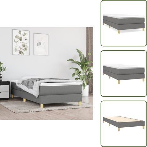 The Living Store Struttura Letto a Rete a Molle Grigio Scuro 80x200 cm Tessuto - Letto a molle grigio scuro