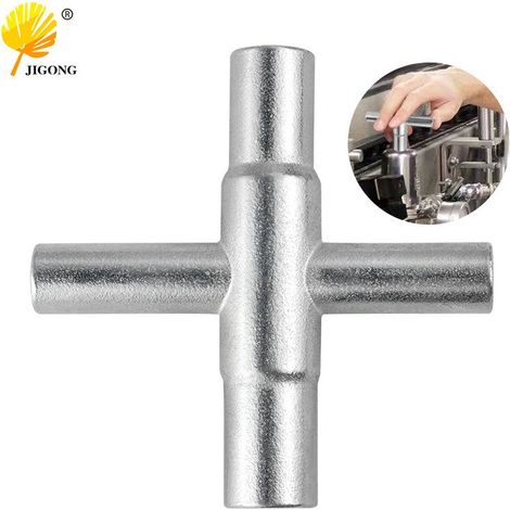 Clé argentée 4 en 1, clé carrée, clé en croix, clé à robinet, clé manuelle pour salle de bain, outils de quincaillerie