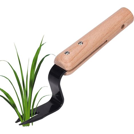 1 pieza de desmalezadora manual con cabezal bifurcado, extractor manual, herramienta de extracción, mango de madera, pala para quitar malezas (1/5)