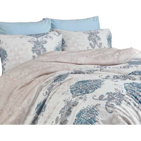 Set copripiumino - 1 copripiumino 220 x 240 cm + 2 federe 60 x 60 cm - 100% cotone rinforzato - Blu (1/5)