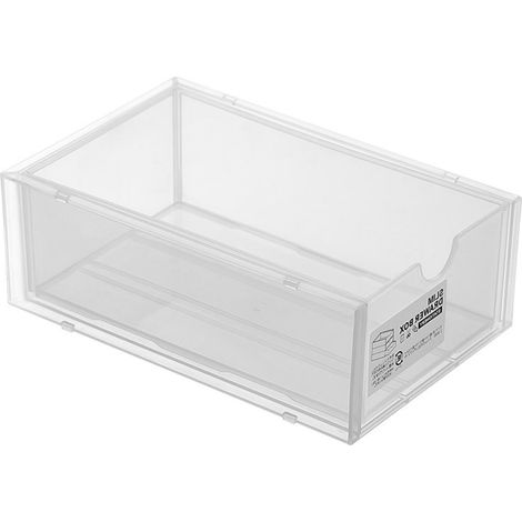 Boîte de rangement bureau en plastique transparent avec tiroir, organiseur maquillage et fournitures de bureau. (1/5)