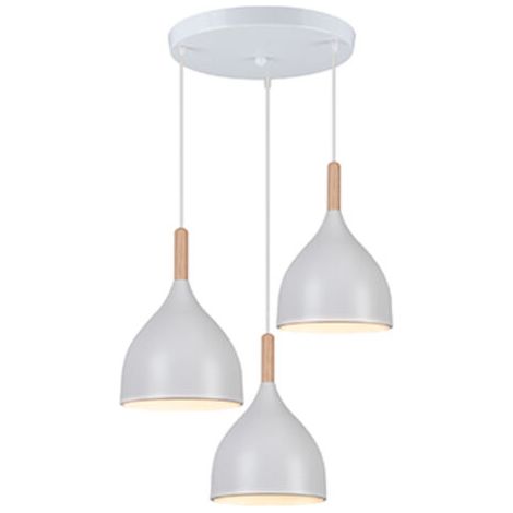 royaluxe- 3 Lumières Plafonnier Moderne Suspension Luminaire Rétro Lustre En Métal Blanc Suspension Lustre D'Intérieur Pour Chambre Salon Couloir (1/5)