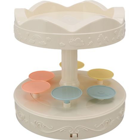 Présentoir à desserts rotatif automatique à 2 niveaux avec 6 plateaux et musique, idéal pour les mariages, les anniversaires et les fêtes. (1/5)