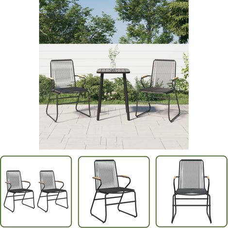 The Living Store Chaises de jardin lot de 2 noir 58x59x85,5 cm Rotin PVC - Chaise De Jardin - Mobilier De Jardin - Fauteuil De Jardin - Salon De Jardin - Rotin Pvc (1/5)