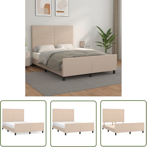 The Living Store Bettgestell mit Kopfteil Cappuccino-Braun 140x200 cm Kunstleder - Bettsofa - Doppelbett - Boxspringbetten - Lattenrost - Bettgestell (1/5)
