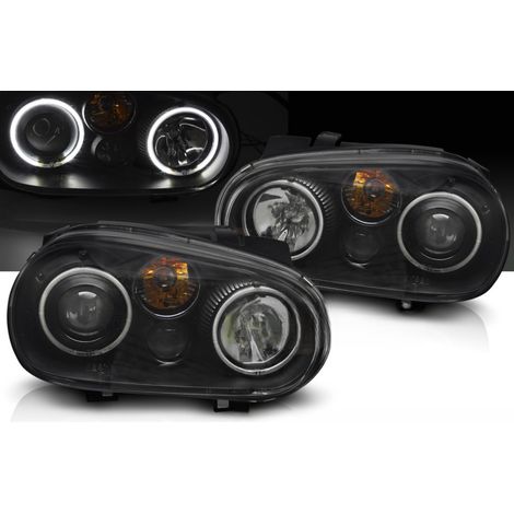 Paire de feux phares VW Golf 4 97-03 angel eyes CCFL Noir-42421754 (1/3)