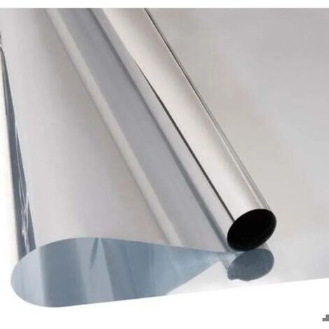 Film de protection solaire pour vitres effet miroir, argenté, 44,5 x 200 cm, unidirectionnel, protection contre les UV et la chaleur. (1/5)