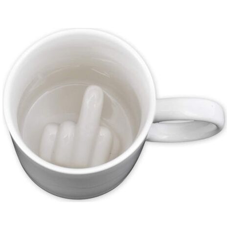 BUNTHAUS 350 ml Tasse à café Doigt du Milieu Tasse en céramique Cadeau Nouveauté - Blanc doigt d'honneur (1/5)