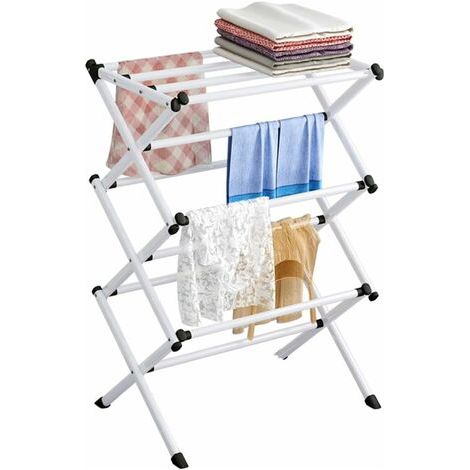 BUNTHAUS Séchoir à linge pliable 4 niveaux – Acier antirouille – Capacité 50 kg – Dimensions 63x39x98 cm – Design extensible pour gain d'espace (1/5)