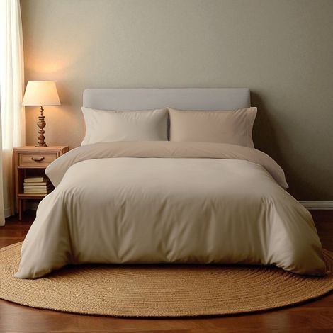 Copripiumino Duotto 4 Stagioni - Double Face Nocciola e Tortora, Microfibra Traspirante, Certificato Oeko-Tex, Made in Italy Cm. 200x200