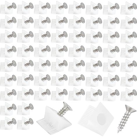 60 Pièces Cales de Réparation pour Fond de Tiroir avec Vis, Cales en Plastique Blanc pour Meuble, Connecteurs Arrière et Renfort pour Tiroir, Commode, Armoire et Étagère (1/5)