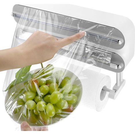 Dispensador de papel de aluminio y film transparente 3 en 1 para pared, portarrollos de cocina para cocina y restaurante.