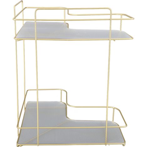 Organisateur d'angle pour salle de bain, en acrylique et fer, grande capacité, support de rangement d'angle pour toilettes, cuisine ou plan de travail, modèle double couche (1/5)