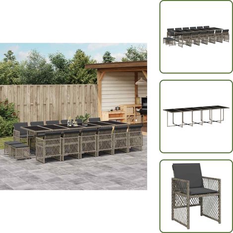 vidaXL Ensemble à manger de jardin 17 pcs et coussins résine tressée (1/5)