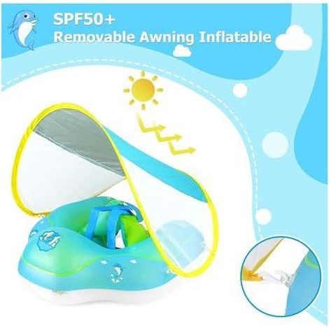Bouee Bebe, Bouée Bébé Enfant 3-12 Mois Bouee Bebe 1 an 6 Mois Bouee Siege Bebe Piscine Float Rose avec Auvent (1/5)