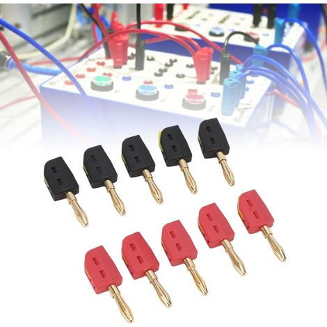 Set mit 10 lötfreien 4-mm-Bananensteckern, 32 A, vergoldet, für Testgeräte, 5 rote + 5 schwarze (1/5)