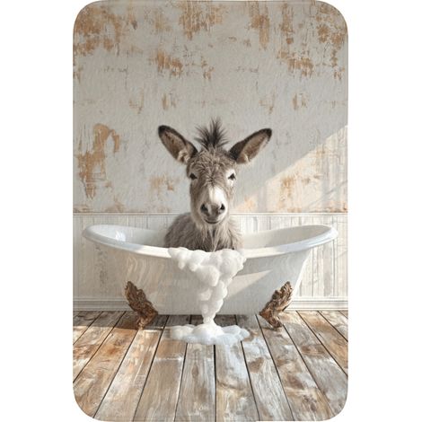 TAPPETINO PER WC Asino - Animali - Vasca da bagno - Schiuma 40x60 cm