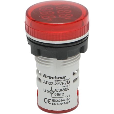 Voltmetro e indicatore di frequenza LED rosso 0-99Hz/50-500V AC Breckner Germany (1/4)