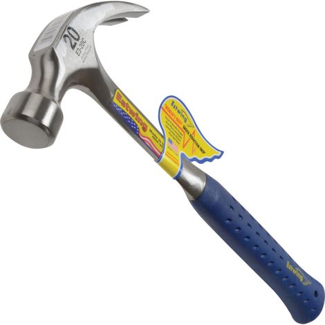 Estwing 20oz Curved Claw Carpenter's Steel Hammer with Vinyl Shock-Absorbing Grip, 560g (E3/20C)