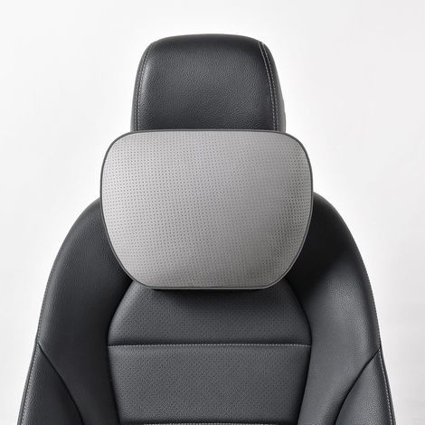 1 x Cow Leather Car Headrest for Driving, Cushion Support, Polyester of Plant Origin, 30 x 19 cm, Fillable (1/5)