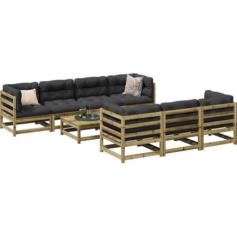vidaXL Juego de sofás de jardín 8 pzas madera de pino impregnada (1/5)