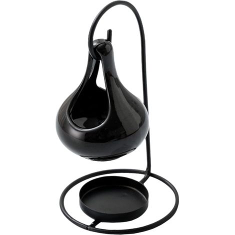 Brûleur Céramique Noir pour Huile Essentielle et Fondant Parfumé Porte Bougie Chauffe Plat Polyvalent pour Chambre Salon et Relaxation (1/5)