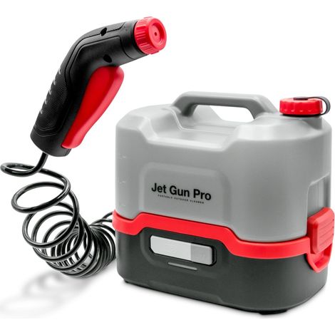 ERRECOM JET GUN PRO, Idropulitrice Portatile a Batteria, Serbatoio Acqua da 8 L, Tubo Spiralato 3 m, Peso 2,1 kg (1/5)