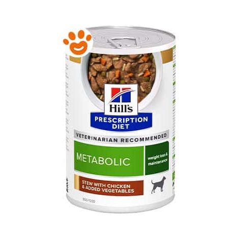 Hills Dog Prescription Diet Metabolic Spezzatino Pollo e Verdure - Lattina 370 Gr - Cibo Umido Cani