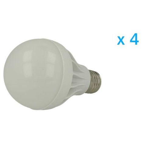 4 PZ Lampade Led E27 Bulbo 7W=60W Bianco Freddo Diametro 64mm Altezza 107mm