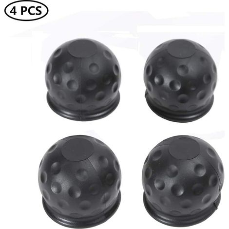 4 x 50 mm Tow Ball Cover, Black Rubber Tow Ball Cover, Trailer Hitch Ball Protector Cap, Tow Ball Protector Cap (Rubber) (1/5)