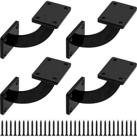 Support, Lot de 4 Supports de Main Courante, Noir Porte-Mains Courantes pour Escaliers en Bois, Supports Fixations pour Rampes d'Escaliers en Bois, Accessoires de Fixation Murale pour la Main Courante (1/5)